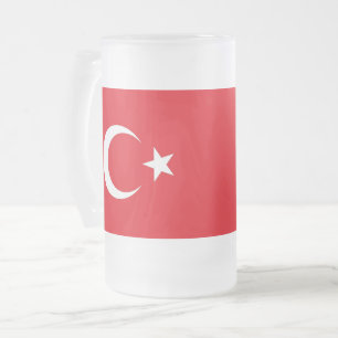Mug en verre dépoli avec drapeau de la Turquie