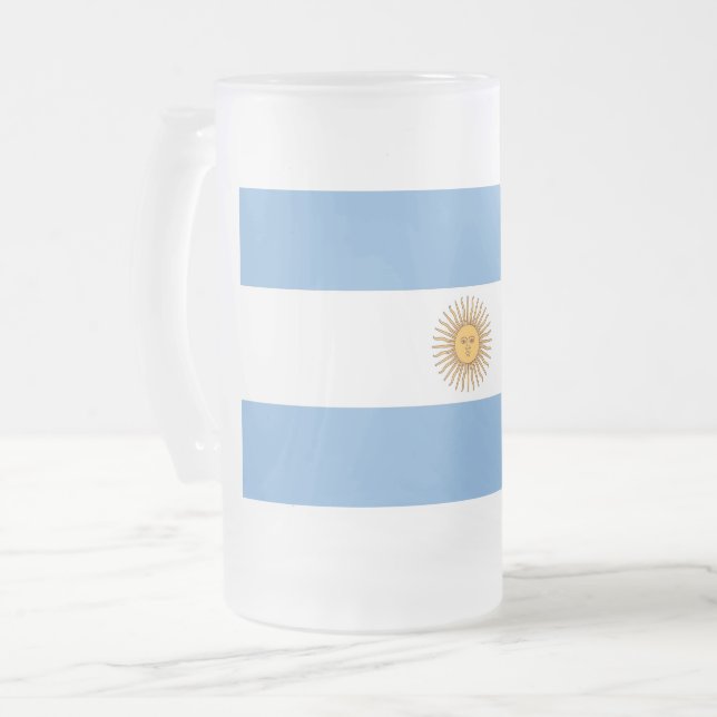 Mug en verre dépoli avec drapeau de l'Argentine (Devant gauche)