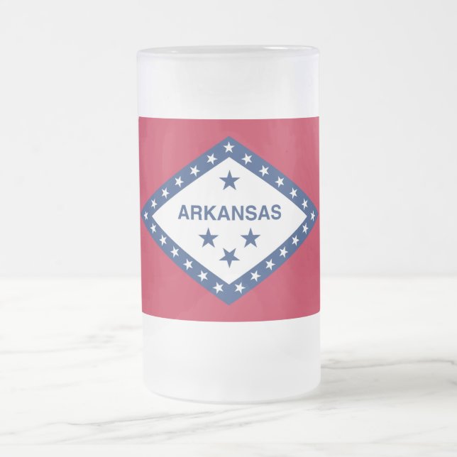 Mug en verre dépoli avec drapeau de l'Arkansas, Ét (Centre)