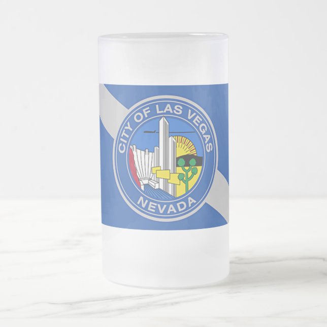 Mug en verre dépoli avec drapeau de Las Vegas, USA (Centre)