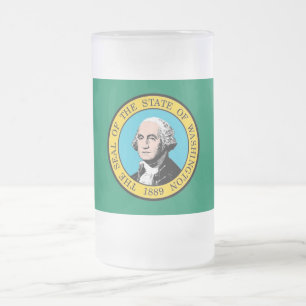 Mug en verre dépoli avec drapeau de l'État de Wash