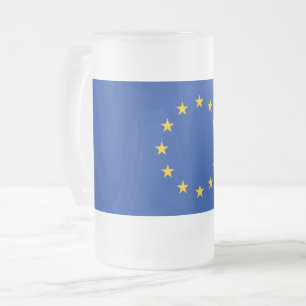 Mug en verre dépoli avec drapeau de l'Europe