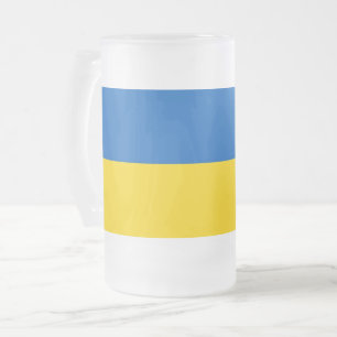 Mug en verre dépoli avec drapeau de l'Ukraine