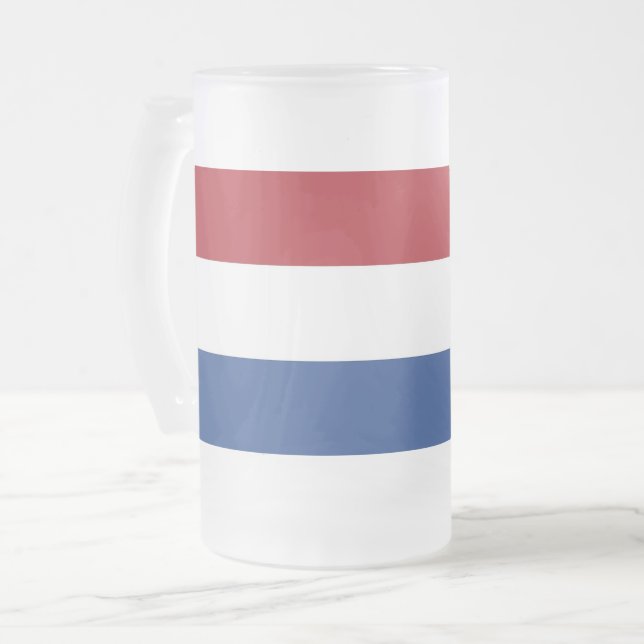 Mug en verre dépoli avec drapeau de Pays-Bas (Devant gauche)
