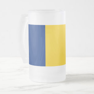Mug en verre dépoli avec drapeau de Roumanie