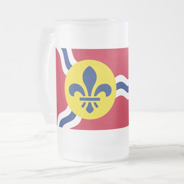 Mug en verre dépoli avec drapeau de Saint-Louis (Devant gauche)