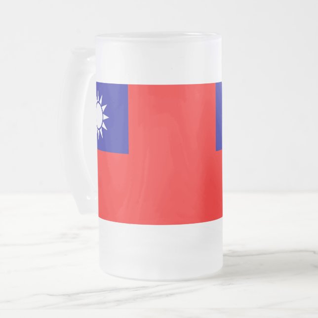 Mug en verre dépoli avec drapeau de Taïwan (Devant gauche)