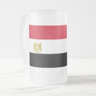 Mug en verre dépoli avec drapeau d'Egypte