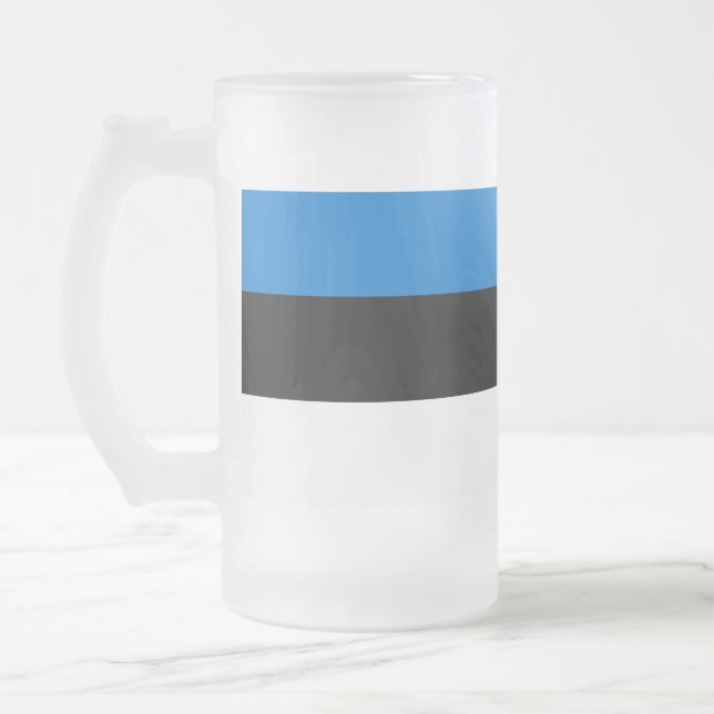 Mug en verre dépoli avec drapeau d'Estonie (Gauche)