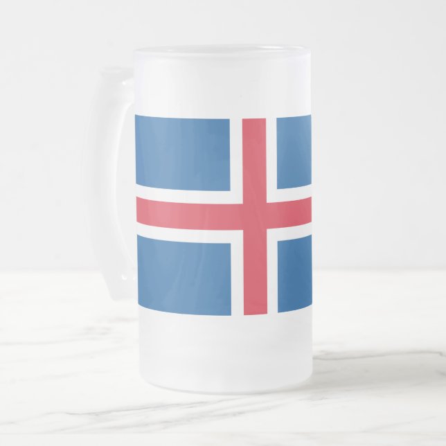 Mug en verre dépoli avec drapeau d'Islande (Devant gauche)