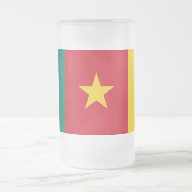 Mug en verre dépoli avec drapeau du Cameroun (Centre)