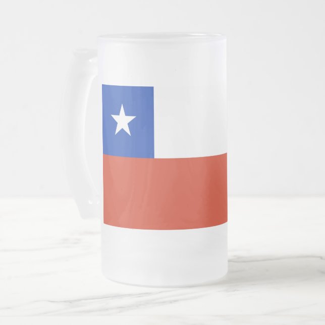 Mug en verre dépoli avec drapeau du Chili (Devant gauche)