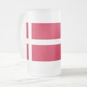 Mug en verre dépoli avec drapeau du Danemark