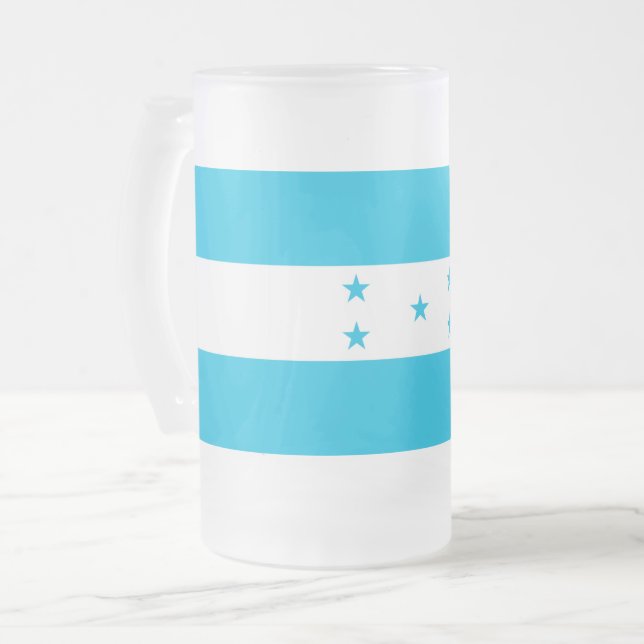 Mug en verre dépoli avec drapeau du Honduras (Devant gauche)