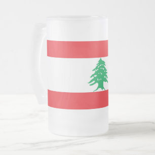 Mug en verre dépoli avec drapeau du Liban