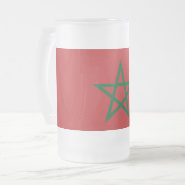 Mug en verre dépoli avec drapeau du Maroc (Devant gauche)