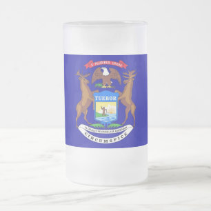 Mug en verre dépoli avec drapeau du Michigan