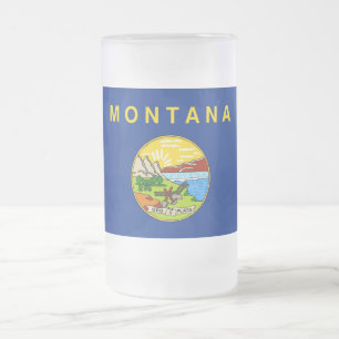 Mug en verre dépoli avec drapeau du Montana