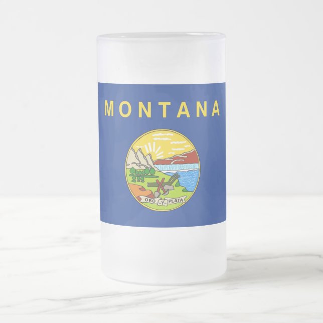 Mug en verre dépoli avec drapeau du Montana (Centre)