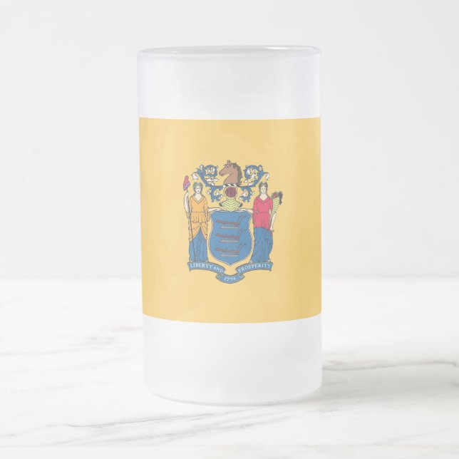 Mug en verre dépoli avec drapeau du New Jersey (Centre)