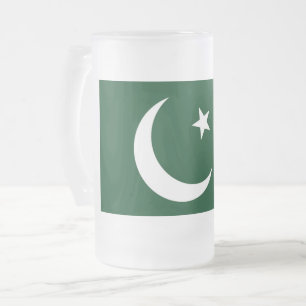 Mug en verre dépoli avec drapeau du Pakistan