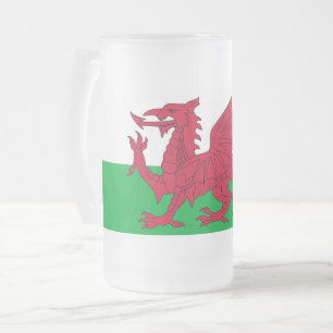 Mug en verre dépoli avec drapeau du Pays de Galles