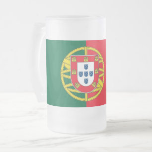 Mug en verre dépoli avec drapeau du Portugal