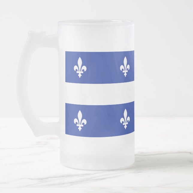 Mug en verre dépoli avec drapeau du Québec (Gauche)