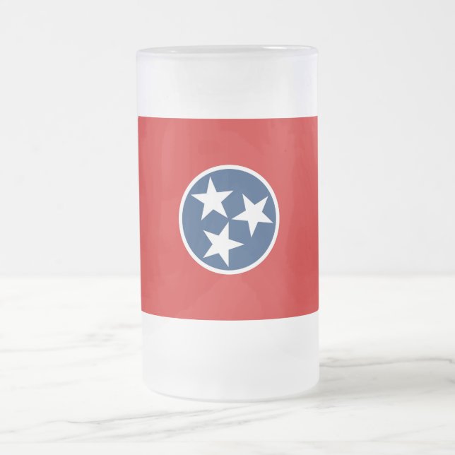 Mug en verre dépoli avec drapeau du Tennessee, USA (Centre)