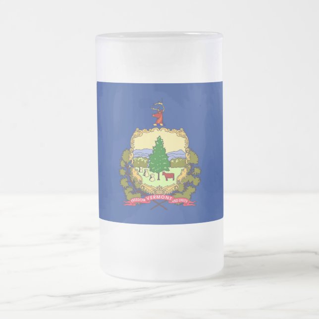 Mug en verre dépoli avec drapeau du Vermont, USA (Centre)