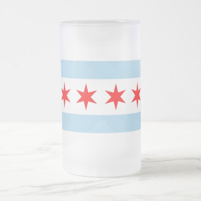 Mug en verre dépoli avec le drapeau de Chicago, US (Centre)