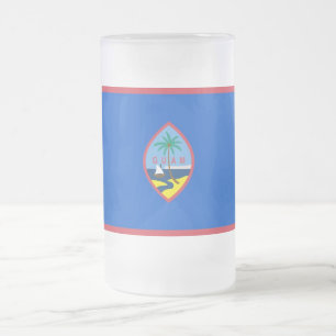 Mug en verre dépoli avec le drapeau de Guam, USA