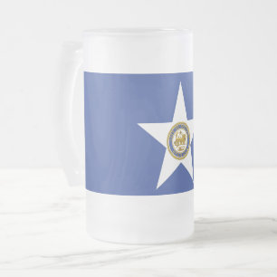 Mug en verre dépoli avec le drapeau de Houston, US