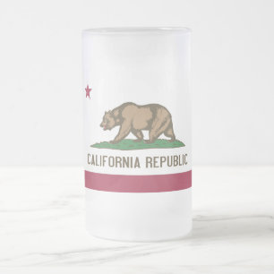 Mug en verre dépoli avec le drapeau de la Californ