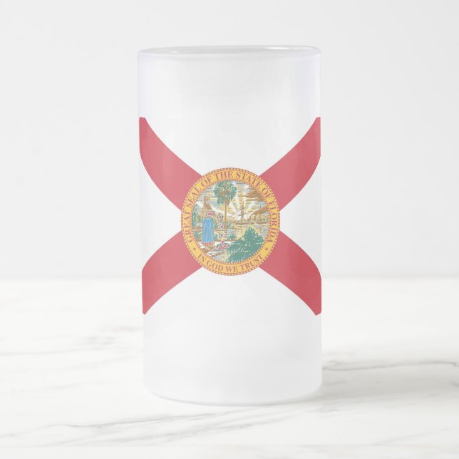 Mug en verre dépoli avec le drapeau de la Floride, (Centre)