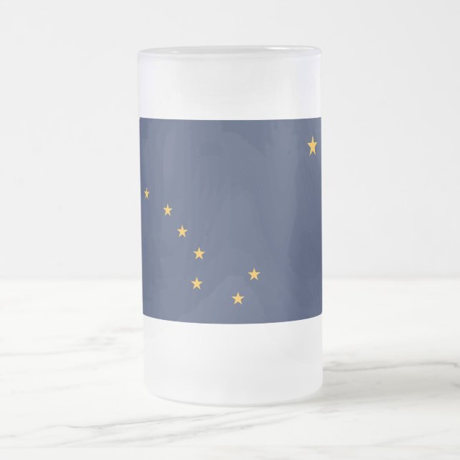 Mug en verre dépoli avec le drapeau de l'Alaska, U (Centre)