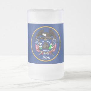 Mug en verre dépoli avec le drapeau de l'Utah, USA