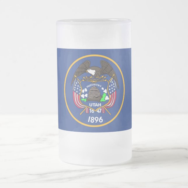 Mug en verre dépoli avec le drapeau de l'Utah, USA (Centre)