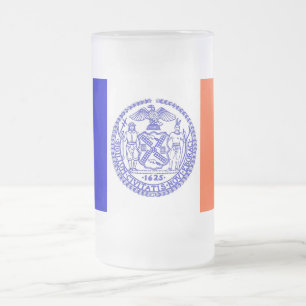 Mug en verre dépoli avec le drapeau de New York Ci