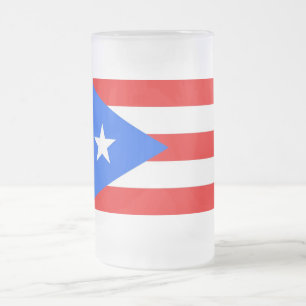 Mug en verre dépoli avec le drapeau de Porto Rico,