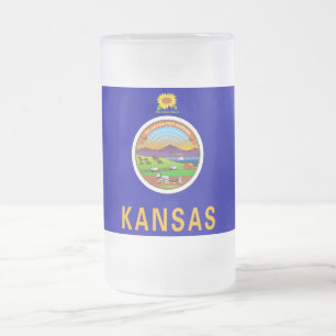 Mug en verre dépoli avec le drapeau du Kansas, USA