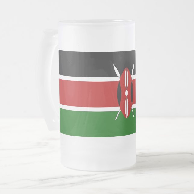 Mug en verre dépoli avec le drapeau du Kenya (Devant gauche)
