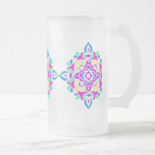 Mug en verre dépoli avec Motif Rangoli