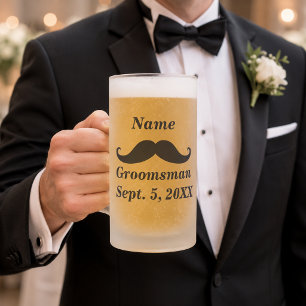Mug en verre dépoli avec moustache de garçon d'hon