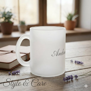 Mug en verre dépoli avec touche de nom personnalis