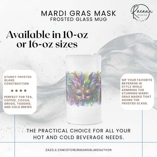 Mug en verre dépoli Masque de Mardi Gras (Créateur téléchargé)