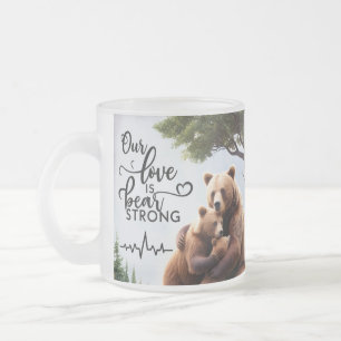 Mug en verre dépoli Ours Famille Battement de coeu