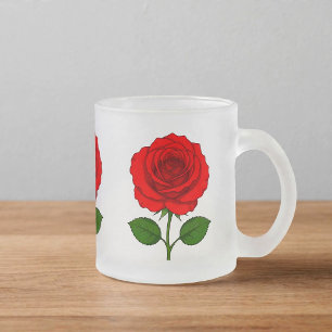 Mug en verre dépoli Roses Rouges