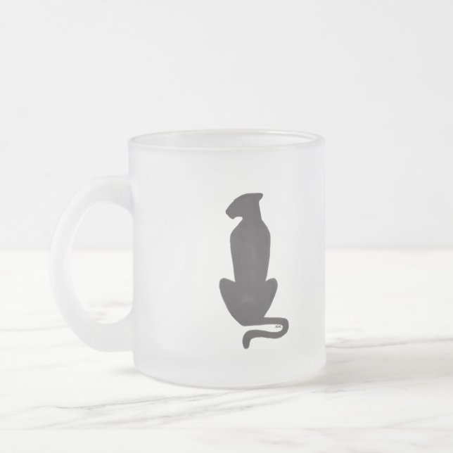 Mug en verre dépoli silhouette de chat noir (Gauche)