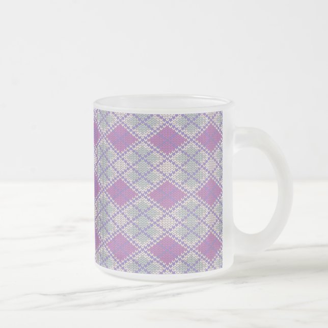 MUG EN VERRE DÉPOLI TRICOT ARGYLE LILAS (Droit)